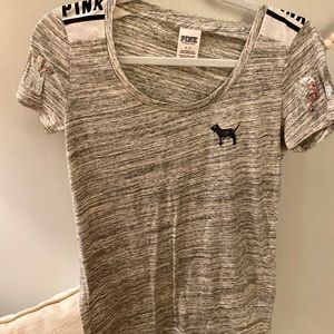 VS PINK Grey Sparkly Tee